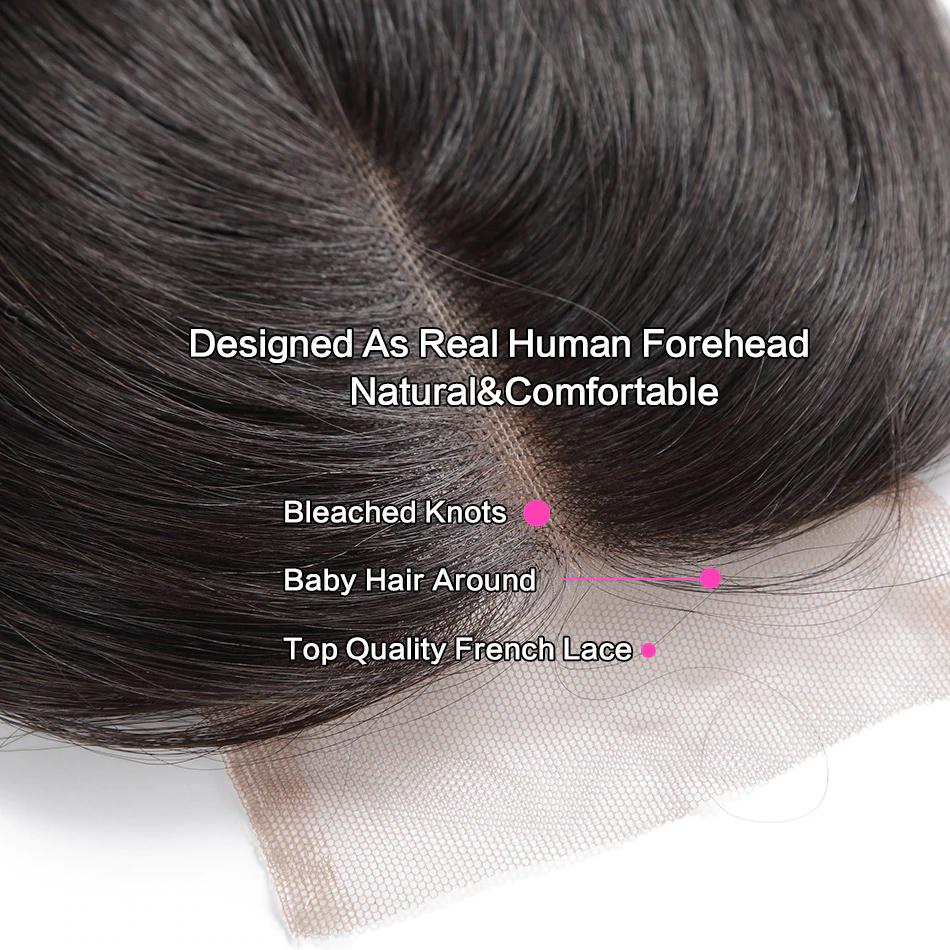 4X4 100% human hair lace closure straight