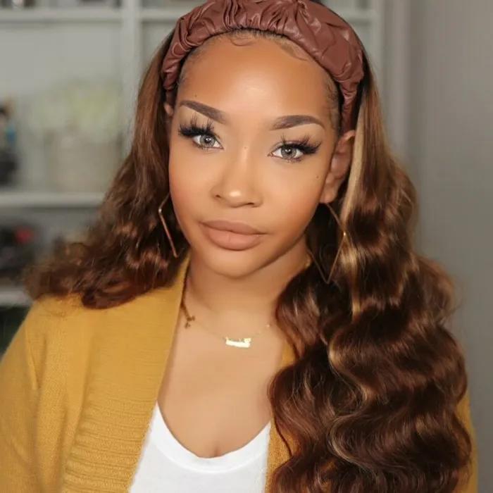 #1B/412 Ombre Color Body Wave Headband Wigs Virgin Human Hair(Get Free Headband)