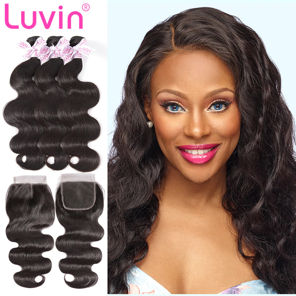 7A 3 Bundles Hair Weave Brazilian Hair With Lace Closure Body wave