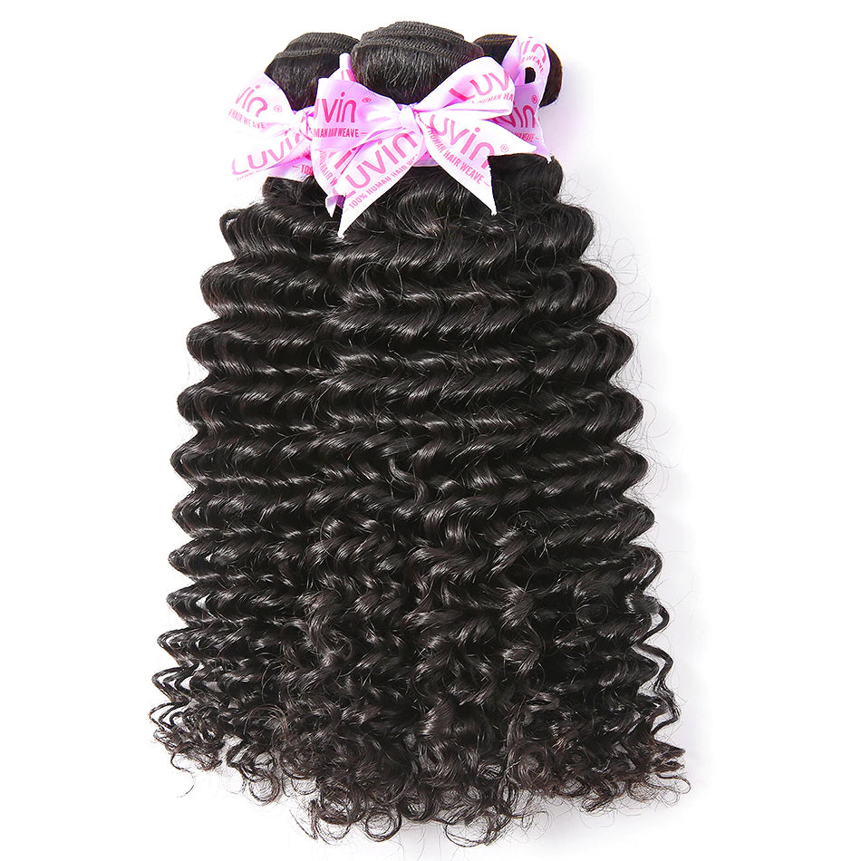 7A 3 Bundles Hair Weave Brazilian Hair With Lace Closure Deep curly