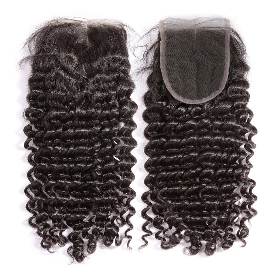 7A 3 Bundles Hair Weave Brazilian Hair With Lace Closure Deep curly