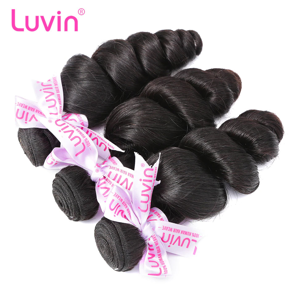 7A 3 Bundles Hair Weave Brazilian Hair With Lace Closure Loose wave