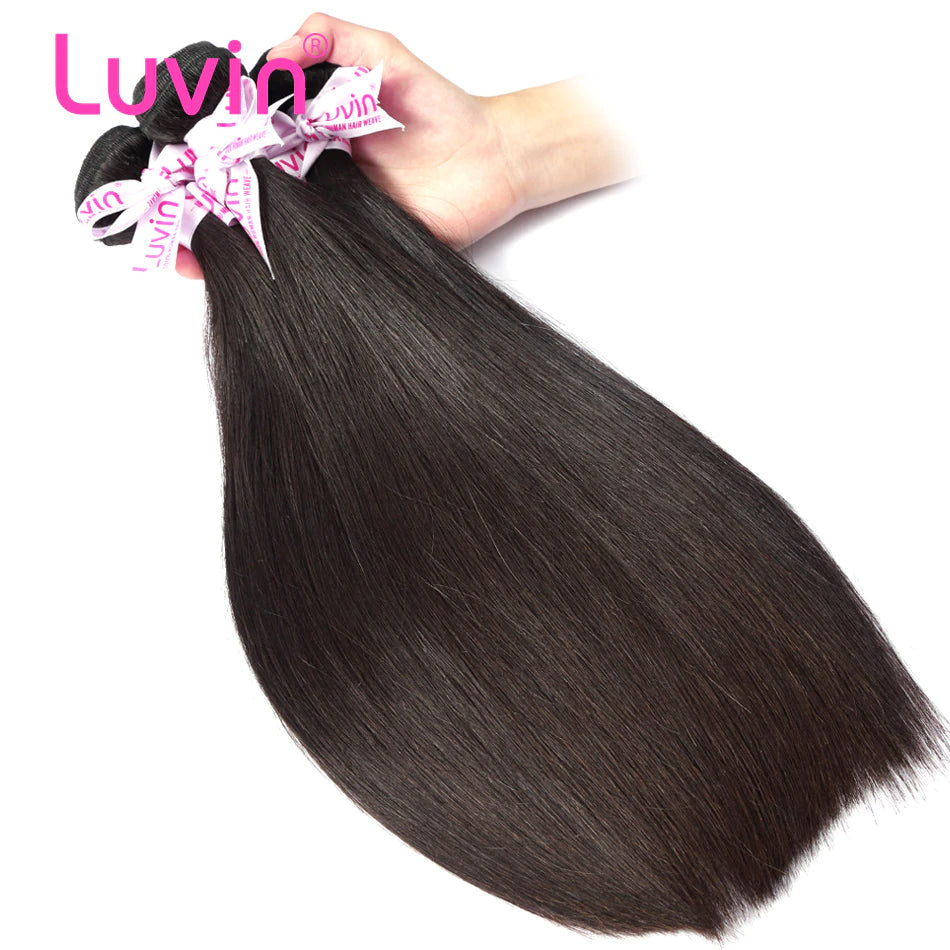 7A 3 Bundles Hair Weave Brazilian Hair With Lace Closure Straight