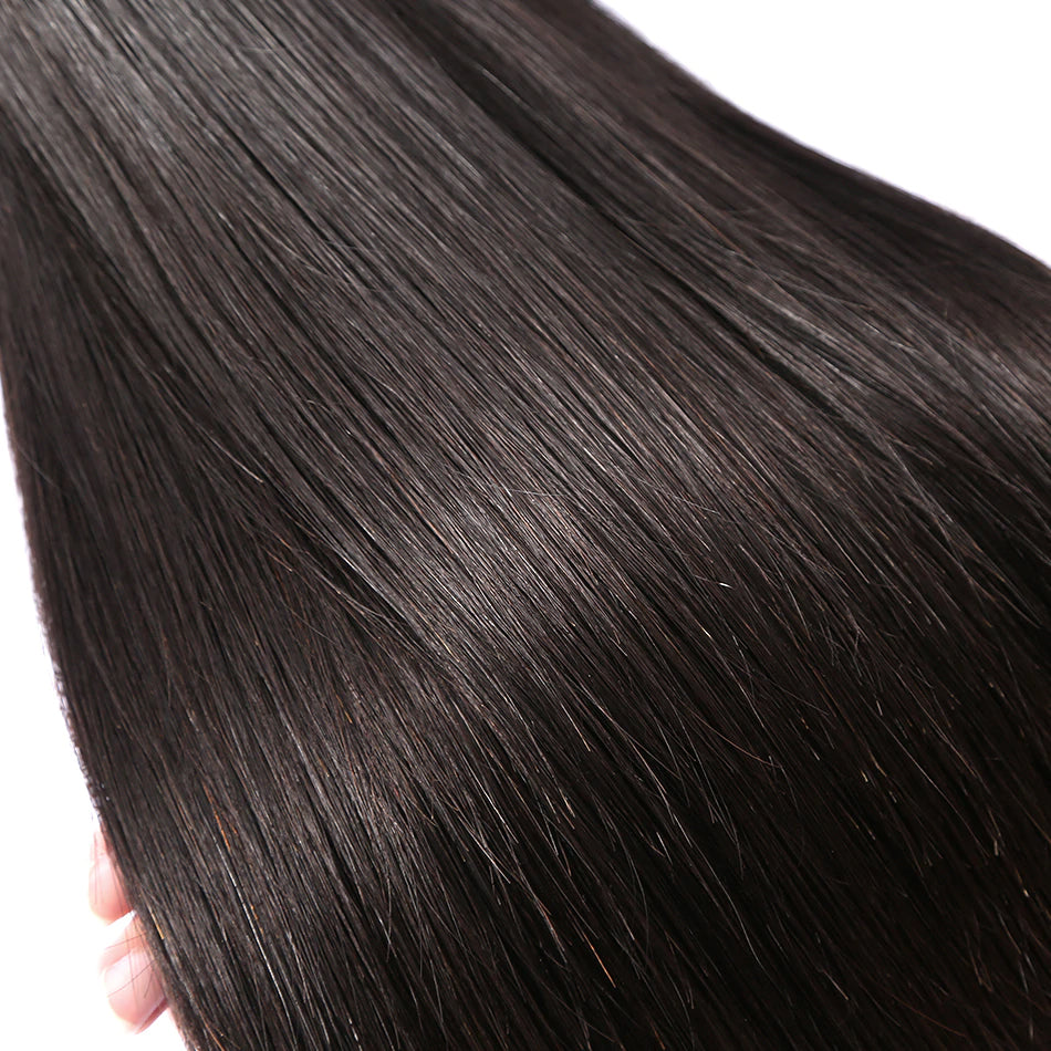 7A 3 Bundles Hair Weave Brazilian Hair With Lace Closure Straight