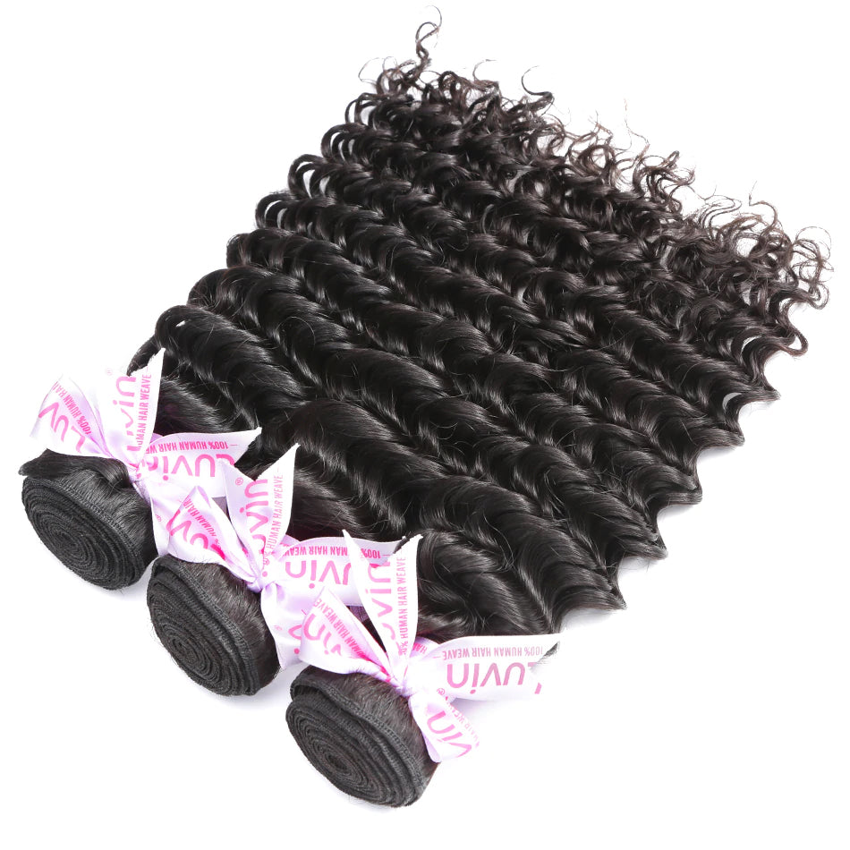 7A 3 Bundles Hair Weave Brazilian Hair With Lace Frontal Deep curly