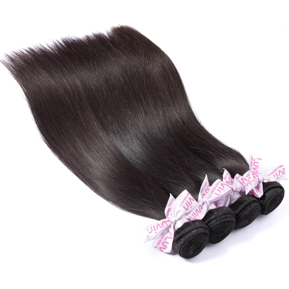 7A 3 Bundles Hair Weave Brazilian Hair With Lace Frontal Straight
