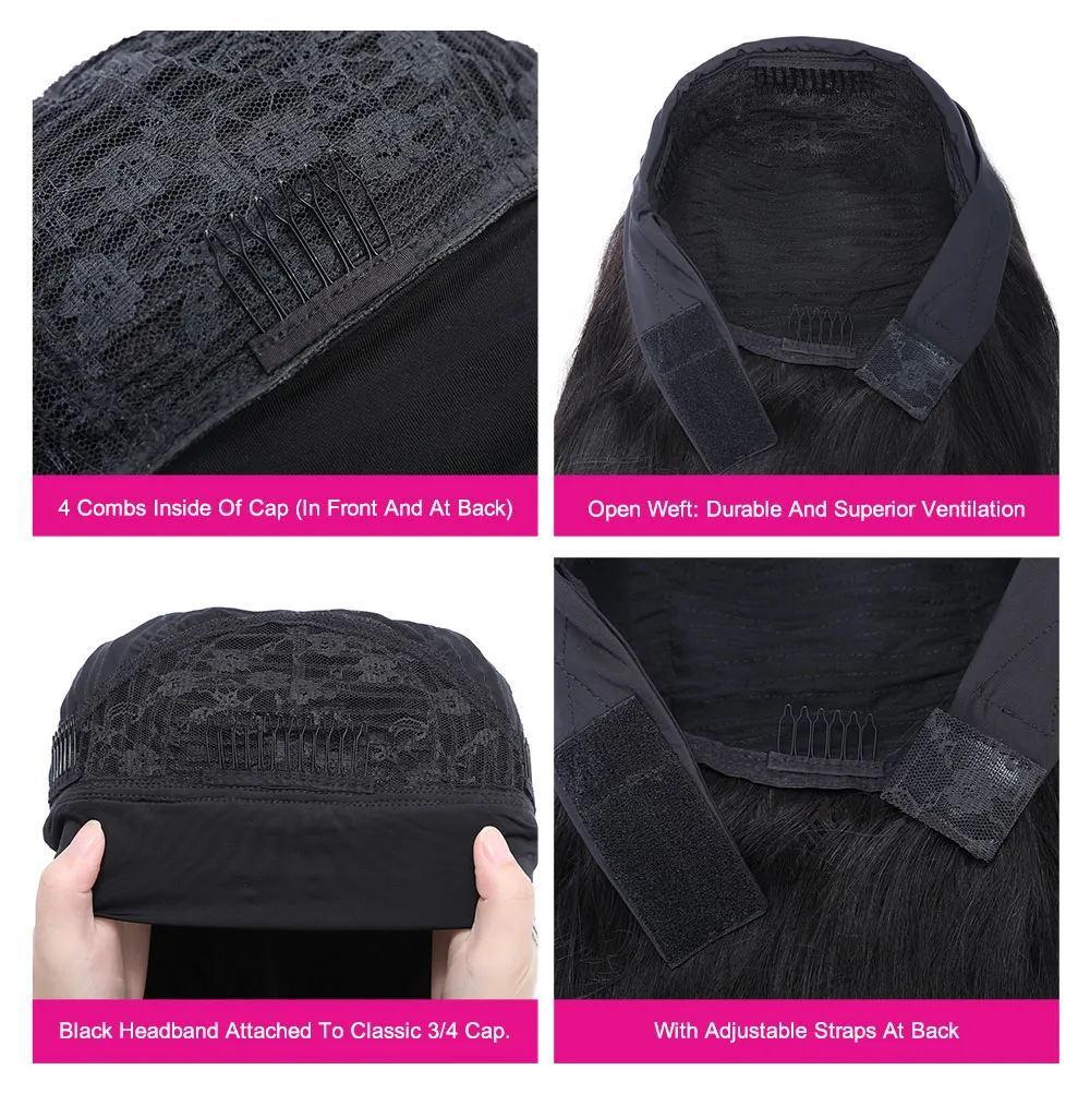 #1B/412 Ombre Color Highlight Straight Headband Wigs Virgin Human Hair(Get Free Headband)
