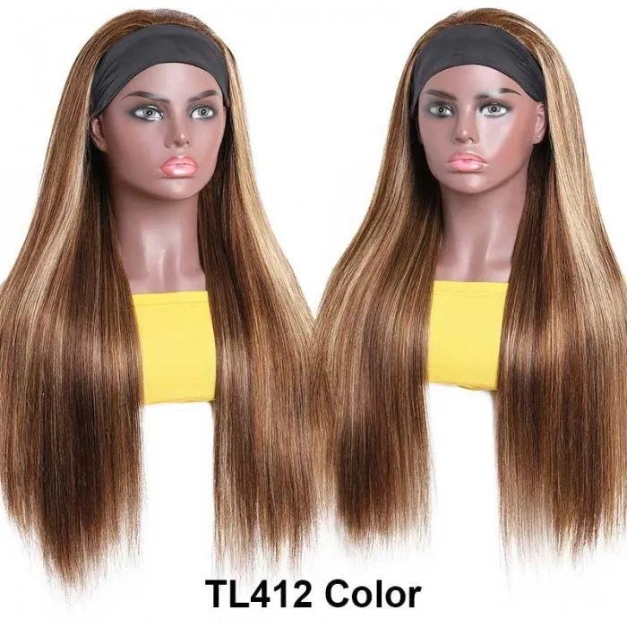 #1B/412 Ombre Color Highlight Straight Headband Wigs Virgin Human Hair(Get Free Headband)