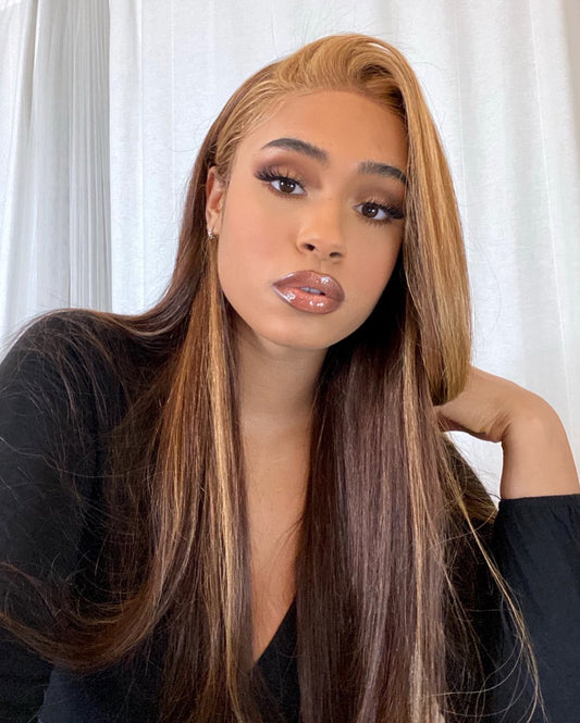 T Part #4/27 Lace Front Human Hair Wigs Brazilian Straight Frontal Wig