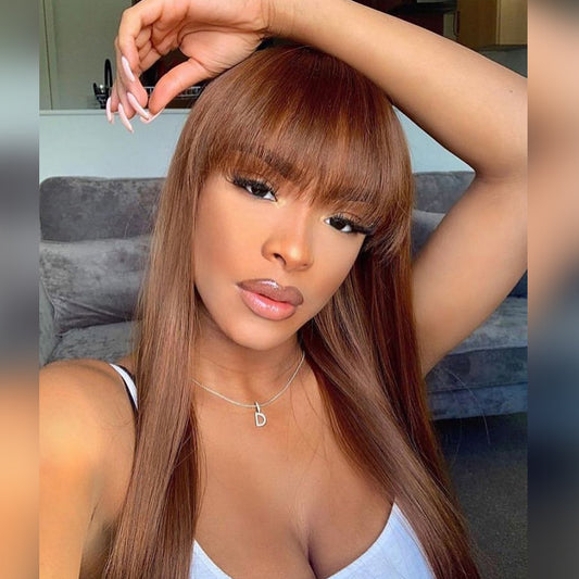 Mix Color Highlight Bang Wig Virgin Human Hair