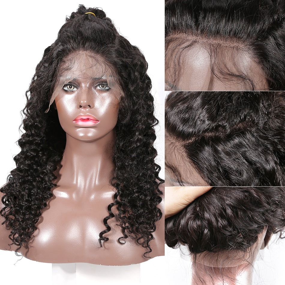 Pre plucked frontal lace wig deep curly