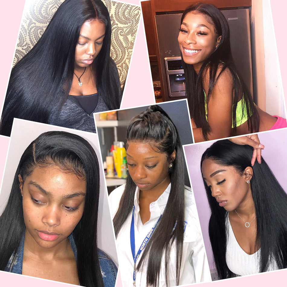 Pre plucked frontal lace wig straight