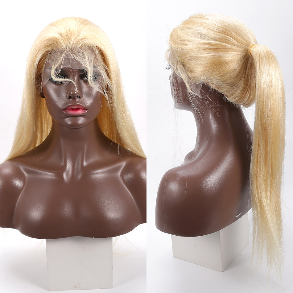 Color#613 blonde human hair lace front wig, pre plucked
