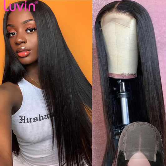 4x4 Lace Front Human Hair Closure Wigs Straight