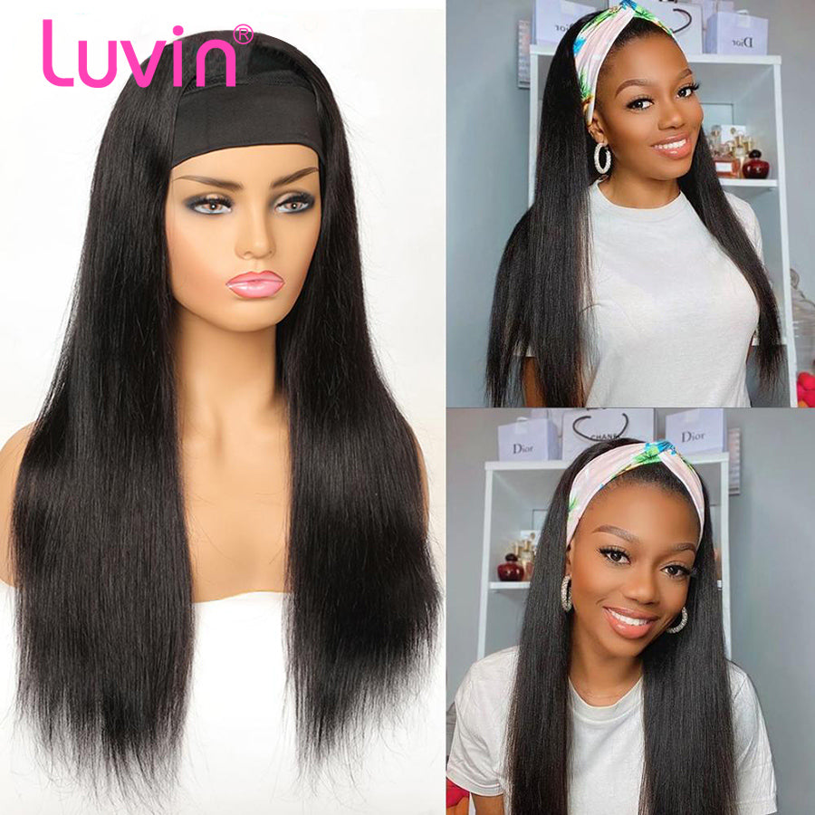 Straight Headband Wig Virgin Human Hair(Get Free Headband)