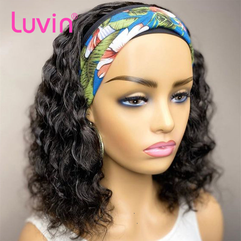 Water Wave Headband Wig Virgin Human Hair(Get Free Headband)