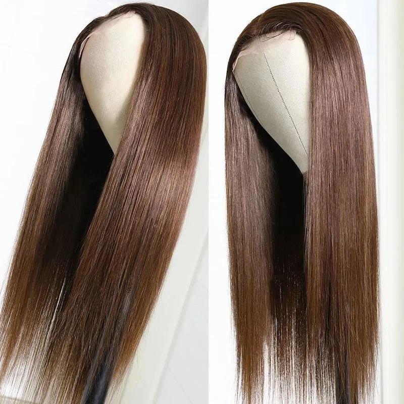 4x4 #4 Blonde Straight Human Hair Lace Front Wig