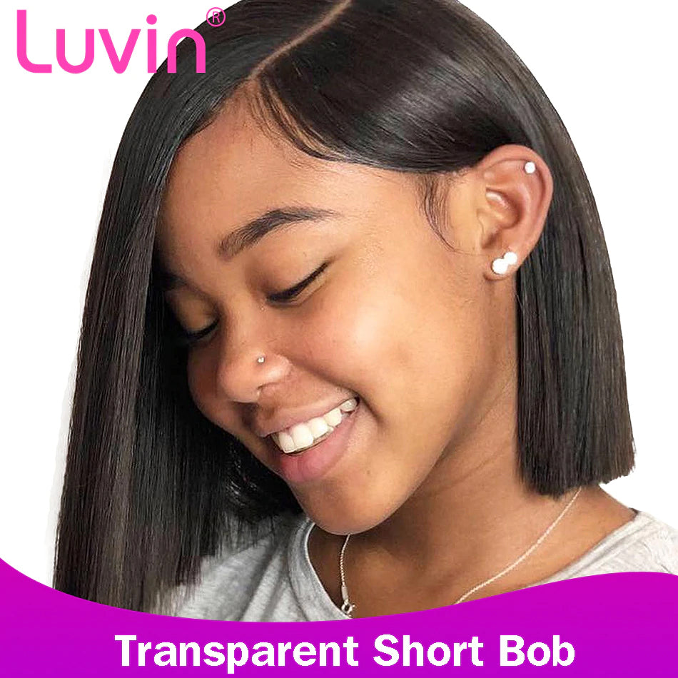 Undetectable transparent bob wig human hair 13x6 lace wig straight HD lace wig